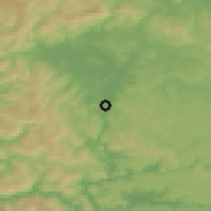 Shaded relief of the 54 km around Lumaco, drawn from the GMTED2010 grid