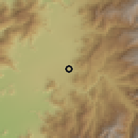 Shaded relief of the 55 km around Machalí, drawn from the GMTED2010 grid