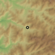 Shaded relief of the 56 km around Caimanes, drawn from the GMTED2010 grid