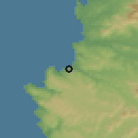Shaded relief of the 55 km around Mantagua, drawn from the GMTED2010 grid