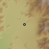 Shaded relief of the 55 km around Manuel Rodríguez, drawn from the GMTED2010 grid