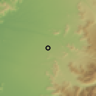 Shaded relief of the 55 km around Mariposas, drawn from the GMTED2010 grid