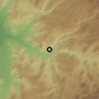 Shaded relief of the 56 km around Marquesa, drawn from the GMTED2010 grid