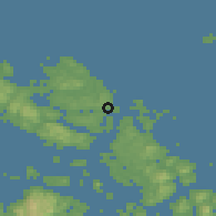 Shaded relief of the 52 km around Melinka, drawn from the GMTED2010 grid