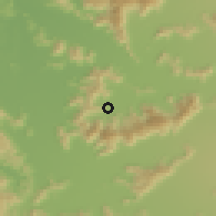 Shaded relief of the 55 km around Millahue, drawn from the GMTED2010 grid
