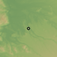 Shaded relief of the 54 km around Mininco, drawn from the GMTED2010 grid
