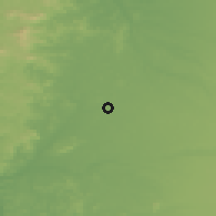 Shaded relief of the 54 km around Monte Águila, drawn from the GMTED2010 grid
