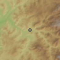 Shaded relief of the 56 km around Monte Patria, drawn from the GMTED2010 grid