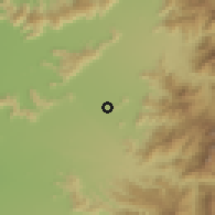 Shaded relief of the 55 km around Morza, drawn from the GMTED2010 grid