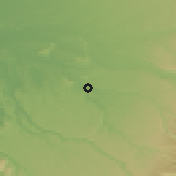 Shaded relief of the 54 km around Mulchén, drawn from the GMTED2010 grid