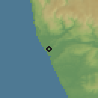 Shaded relief of the 54 km around Nehuentúe, drawn from the GMTED2010 grid