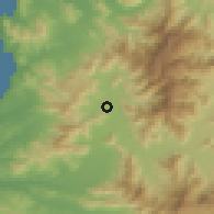 Shaded relief of the 56 km around Nogales, drawn from the GMTED2010 grid