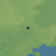 Shaded relief of the 53 km around Nueva Braunau, drawn from the GMTED2010 grid