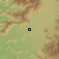 Shaded relief of the 55 km around Olivar Bajo, drawn from the GMTED2010 grid