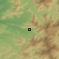 Shaded relief of the 55 km around Olmué, drawn from the GMTED2010 grid