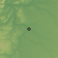 Shaded relief of the 53 km around Osorno, drawn from the GMTED2010 grid