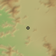 Shaded relief of the 55 km around Padre Hurtado, drawn from the GMTED2010 grid