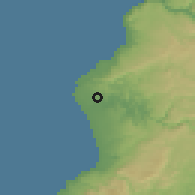 Shaded relief of the 55 km around Pahuil, drawn from the GMTED2010 grid