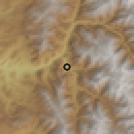 Shaded relief of the 56 km around Paiguano, drawn from the GMTED2010 grid