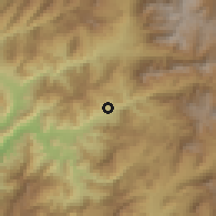 Shaded relief of the 56 km around Paihuén, drawn from the GMTED2010 grid