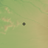 Shaded relief of the 54 km around Pailahueque, drawn from the GMTED2010 grid
