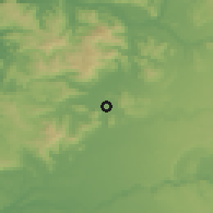 Shaded relief of the 53 km around Paillaco, drawn from the GMTED2010 grid