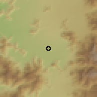 Shaded relief of the 55 km around Paine, drawn from the GMTED2010 grid