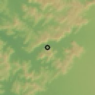 Shaded relief of the 55 km around Palquibudi, drawn from the GMTED2010 grid