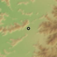 Shaded relief of the 55 km around Calle Angosta, drawn from the GMTED2010 grid