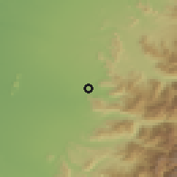 Shaded relief of the 55 km around Panimávida, drawn from the GMTED2010 grid