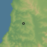 Shaded relief of the 55 km around Paredones, drawn from the GMTED2010 grid