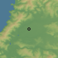 Shaded relief of the 53 km around Pelchuquín, drawn from the GMTED2010 grid