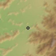 Shaded relief of the 55 km around Pelequén, drawn from the GMTED2010 grid