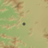 Shaded relief of the 55 km around Peñaflor, drawn from the GMTED2010 grid