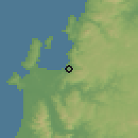 Shaded relief of the 54 km around Penco, drawn from the GMTED2010 grid