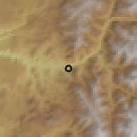 Shaded relief of the 56 km around Peralillo, drawn from the GMTED2010 grid