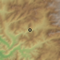 Shaded relief of the 56 km around Petorca, drawn from the GMTED2010 grid