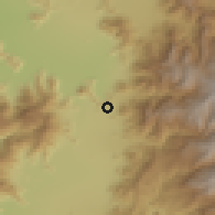 Shaded relief of the 55 km around Peuco, drawn from the GMTED2010 grid