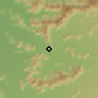 Shaded relief of the 55 km around Peumo, drawn from the GMTED2010 grid