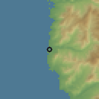 Shaded relief of the 56 km around Pichidangui, drawn from the GMTED2010 grid