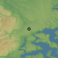 Shaded relief of the 52 km around Pichirropulli, drawn from the GMTED2010 grid