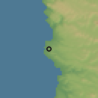 Shaded relief of the 55 km around Calle Nueva, drawn from the GMTED2010 grid
