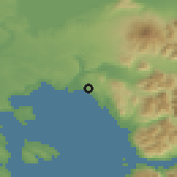 Shaded relief of the 53 km around Piedra Azul, drawn from the GMTED2010 grid