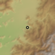 Shaded relief of the 55 km around Pimpinela, drawn from the GMTED2010 grid