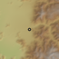 Shaded relief of the 55 km around Pirque, drawn from the GMTED2010 grid