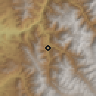 Shaded relief of the 56 km around Pisco Elqui, drawn from the GMTED2010 grid