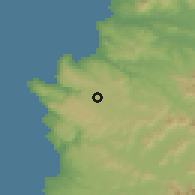 Shaded relief of the 55 km around Placilla de Peñuelas, drawn from the GMTED2010 grid
