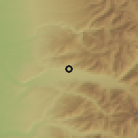 Shaded relief of the 54 km around Polcura, drawn from the GMTED2010 grid