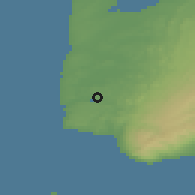 Shaded relief of the 48 km around Porvenir, drawn from the GMTED2010 grid