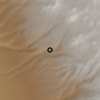 Shaded relief of the 59 km around Camiña, drawn from the GMTED2010 grid